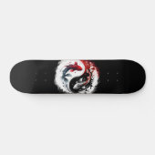 Skateboard Koi Fish Taiji Cercle Japonais Art Noir Et Blanc (Horz)