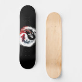 Skateboard Koi Fish Taiji Cercle Japonais Art Noir Et Blanc (Recto)