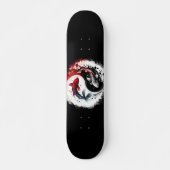 Skateboard Koi Fish Taiji Cercle Japonais Art Noir Et Blanc (Devant)