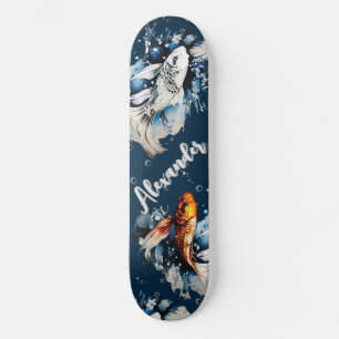 Skateboard Koifish et bulles éditent le nom