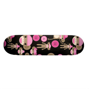 Skateboard La chaussette rose Girly mignonne Monkeys des