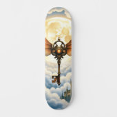 Skateboard La Clé de l'Éternité – Ailes Steampunk (Recto)