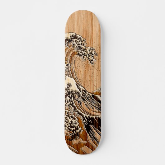 Skateboard La grande vague de Hokusai en bambou en bois (Devant)