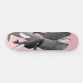 Skateboard La Nage Des Baleines Illustration Art Whale Rose (Horz)
