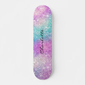 Skateboard La nébuleuse arc-en-ciel moderne scintille le nom  (Devant)