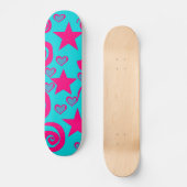 Skateboard La rose indien bleue turquoise Girly tient le (Recto)