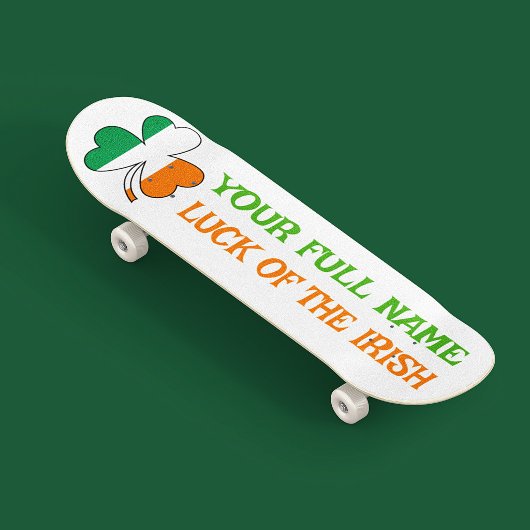 Skateboard La Saint-Patrick Drapeau Irlande Trèfle Nom Person