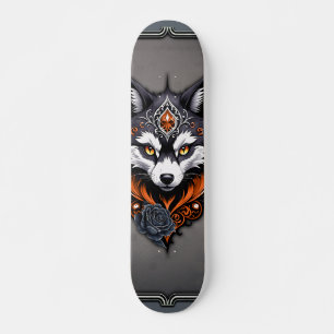 Skateboard La tête de loup majestueuse, finie en profondeur,