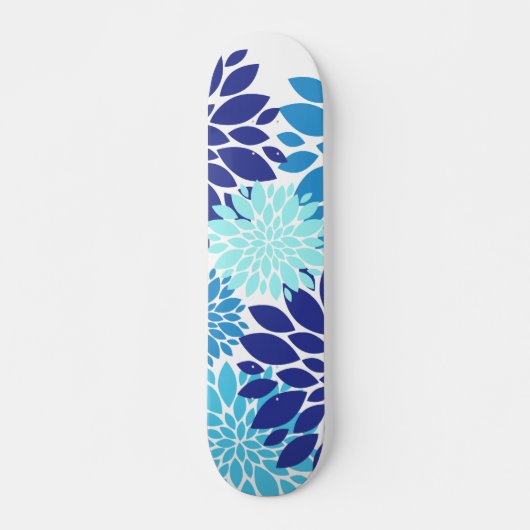 Skateboard La turquoise turquoise assez bleue fleurit l'art (Devant)