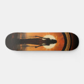 Skateboard Lady Against Sunset Art Nouveau Sci-Fi Dystopia (Horz)