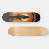 Skateboard Lady Against Sunset Art Nouveau Sci-Fi Dystopia (Horz)