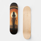 Skateboard Lady Against Sunset Art Nouveau Sci-Fi Dystopia (Recto)