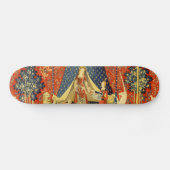 Skateboard Lady et l'art de la Tapisserie médiévale Unicorn (Horz)