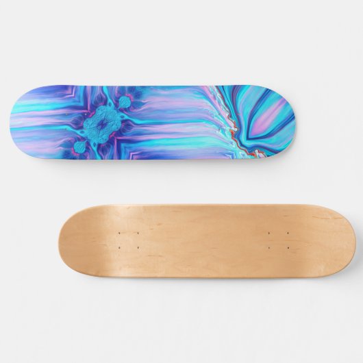 Skateboard L'art Abstrait bleu rose d'Ombre (Horz)