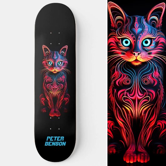 Skateboard L'art du tatouage tribal de Neon Cat