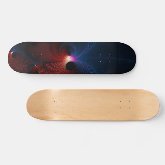 Skateboard L'art fractal des cellules bleues rouges (Horz)