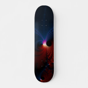 Skateboard L'art fractal des cellules bleues rouges