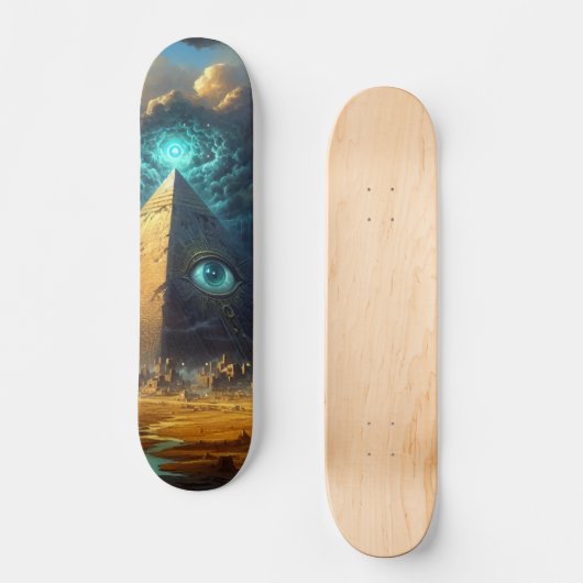 Skateboard L'art pyramidal bleu mystique (Recto)