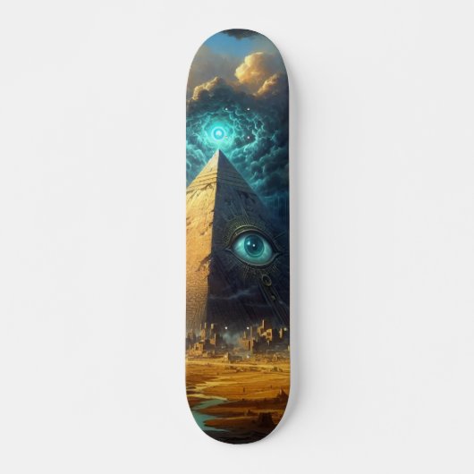 Skateboard L'art pyramidal bleu mystique (Devant)