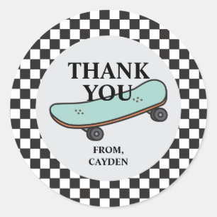 Skateboard Laten we het doen Verjaardag Bedankt Fa Ronde Sticker