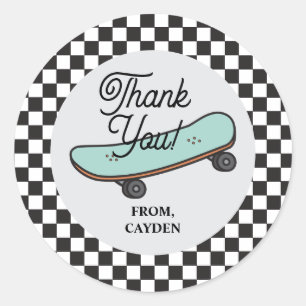 Skateboard Laten we het vieren Verjaardag Bedankt Ronde Sticker