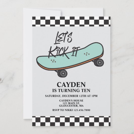 Skateboard Laten we 't 's avonds uitnodigen Kaart (Voorkant)