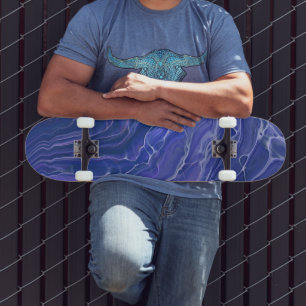 Skateboard Lavender Blue Marble Acrylic Abstract