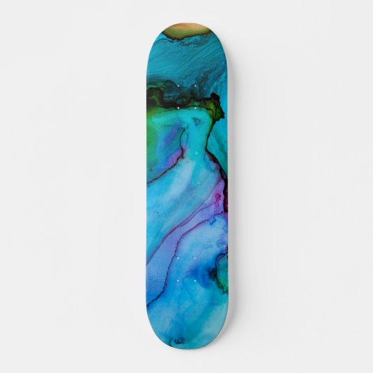 Skateboard Laver en Aquarelle Turquoise Lumineuse (Devant)