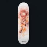 Skateboard *~* Le Chasseur De Rêve Shaman Sacred Tribal. cham<br><div class="desc">* Western BOHO American Watercolor Abstrait Dream Catcher Journey with nice Feathers as a Shamanic symbole for a Native American Spiritual Healer or BOHEMIAM design. * . *** Les couleurs sont Roses taches ainsi que RUST, PEACH, Saumon et gris. Ce design ésotérique populaire boho créatif abstrait attrapeur de rêve moderne...</div>