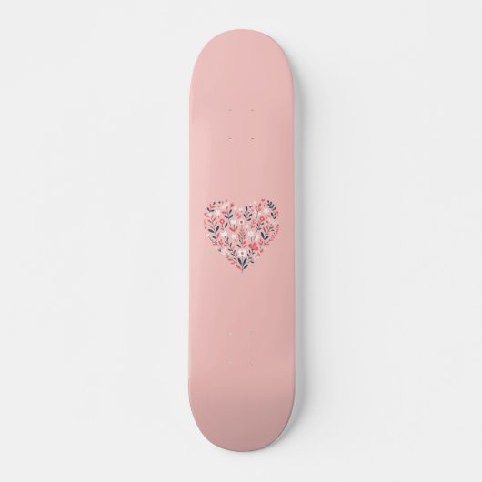 Skateboard Le coeur floral de Valentine (Devant)