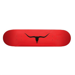 Skateboard Le crâne de Longhorn noir et rouge