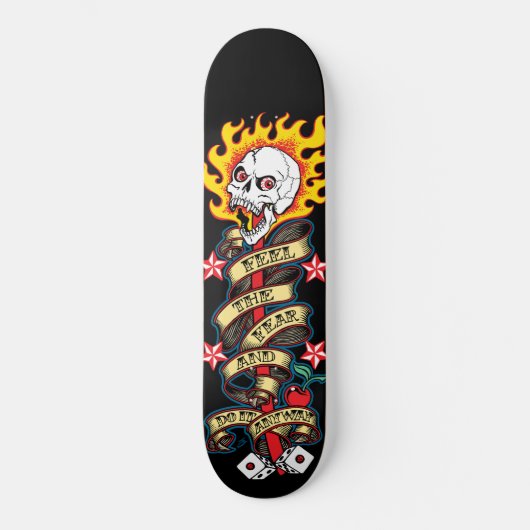 Skateboard Le crâne flammé craint (Recto)