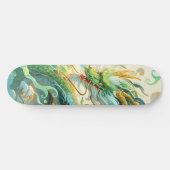 Skateboard Le dragon vert mythique cool s'envole dans les nua (Horz)