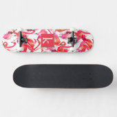 Skateboard Le Flamant rose d'aquarelle dans les aquarelles | (Horz)