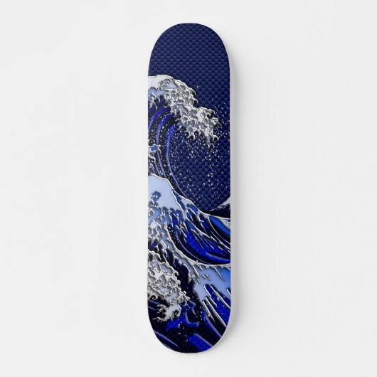 Skateboard Le Grand Hokusai Wave chrome fibre de carbone Déco (Devant)