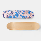 Skateboard Le joli bleu azuré rougissent illustration florale (Horz)