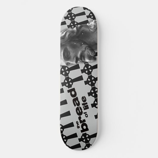 Skateboard Le pain de la vie gris avec Jésus (Recto)