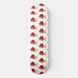 Skateboard Le Père Noël porte de grosses bottes jaunes