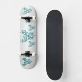 Skateboard Le phénix bleu sarcelle s'élève sur argent (Recto)