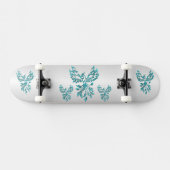 Skateboard Le phénix bleu sarcelle s'élève sur argent (Horz)