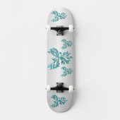 Skateboard Le phénix bleu sarcelle s'élève sur argent (Recto)