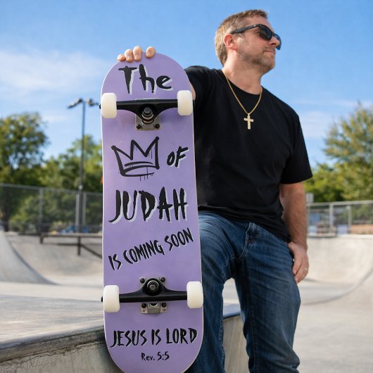 Skateboard Le roi de Juda Jésus Doodle pourpre chrétien