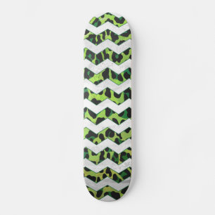 Skateboard Leopard Chevron noir et vert