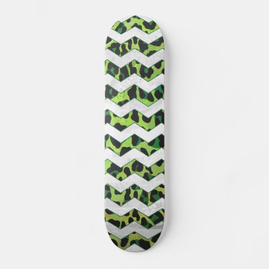 Skateboard Leopard Chevron noir et vert (Recto)