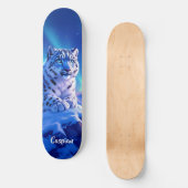 Skateboard Léopard des neiges époustouflant sur un rocher de (Recto)