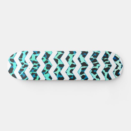 Skateboard Léopard noir et Turquoise (Horz)