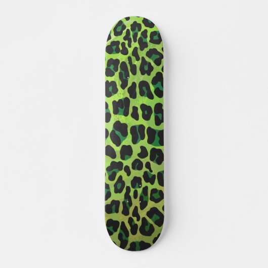 Skateboard Léopard noir et vert (Devant)