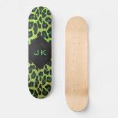 Skateboard Léopard Noir et Vert avec Monogramme (Recto)