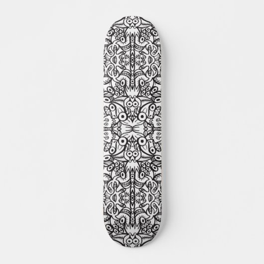 Skateboard Les créatures d'art Doodle dans un motif fou (Devant)