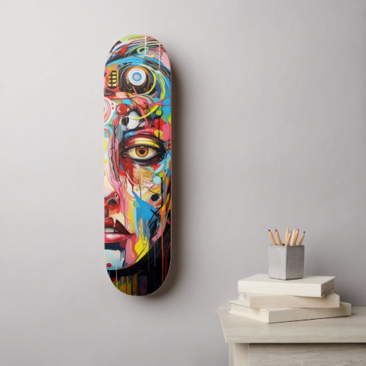 Skateboard Les Femmes Visent L'Expressionnisme Coloré (Art mural)